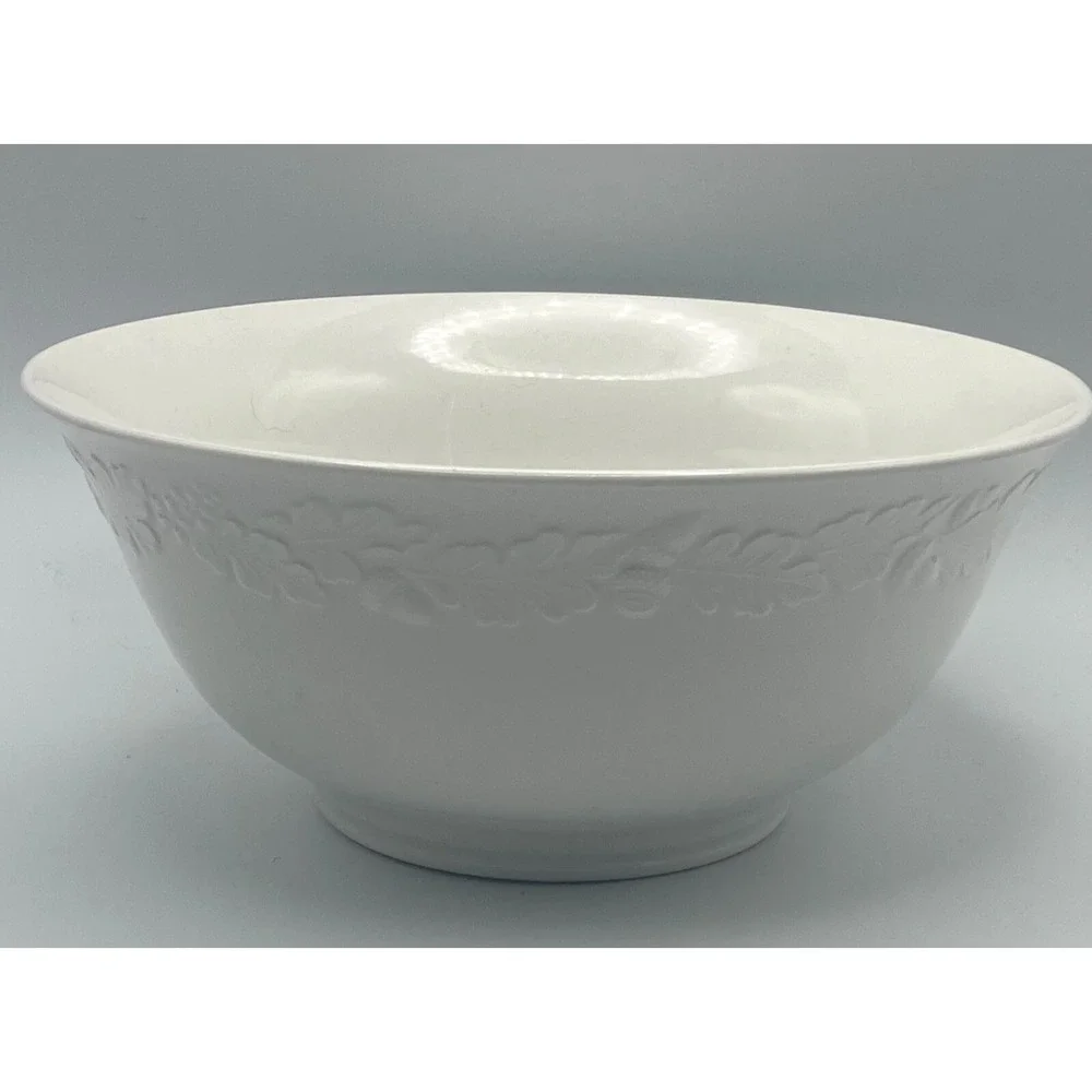 MSE Martha Stewart Acorn Serving Salad Bowl White Oak Leaves 9